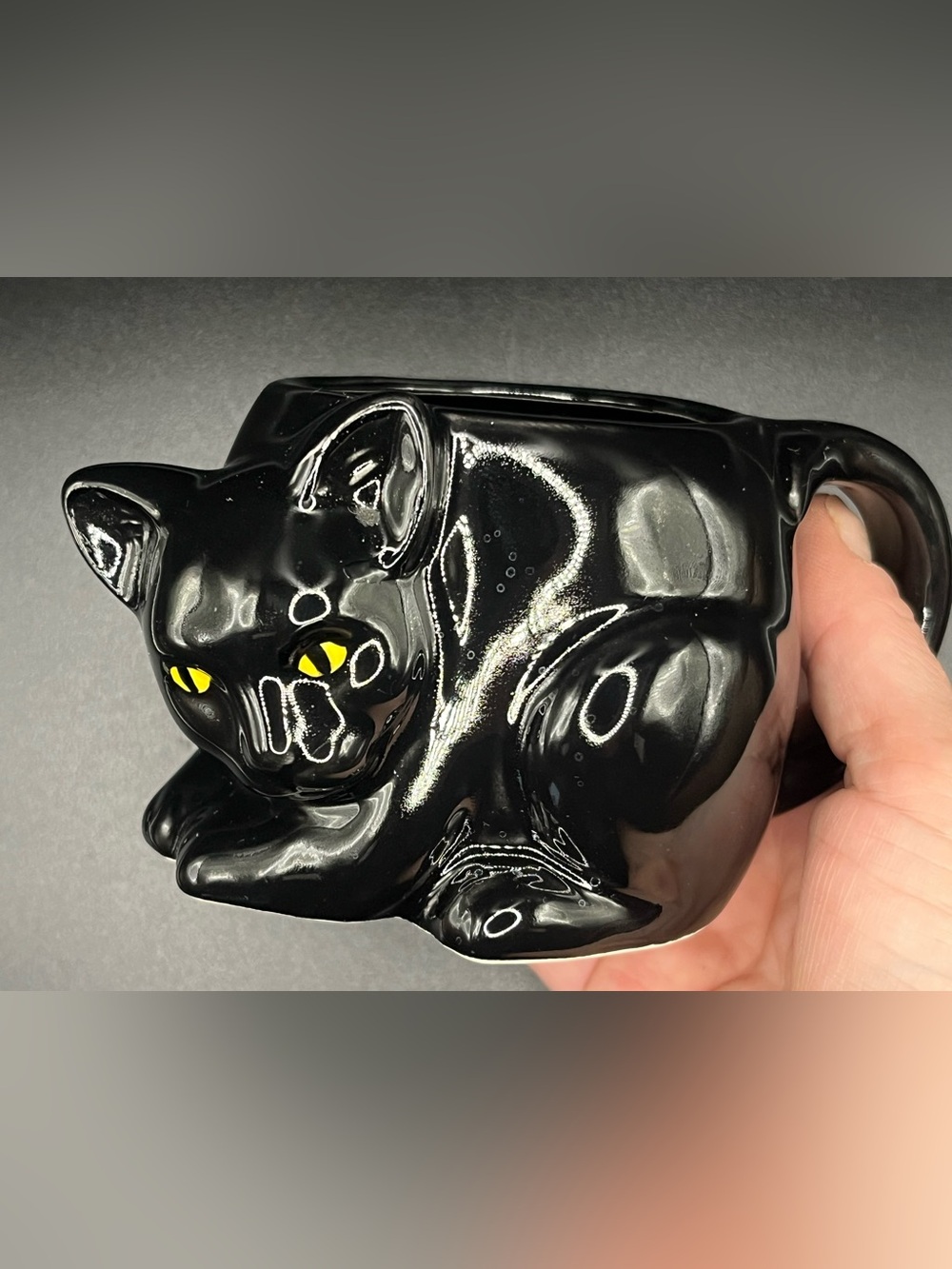 Vintage Shafford Redware Clay Black Cat Mug Post WWII Japan Export